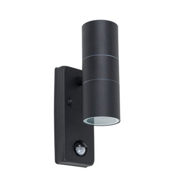 Valuelights Black Up/down Outdoor Security Wall Light Pir Motion Sensor Detector Ip44 Rated With 2 X 5W Gu10 Cool White Led Bulbs - image 1
