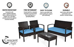 Crescent 3 Piece Replacement Set Sky Blue Seat Pads Cushion Waterproof Rattan Furniture Cushions Durable Patio Garden Sofa Seat Pads - thumbnail 3