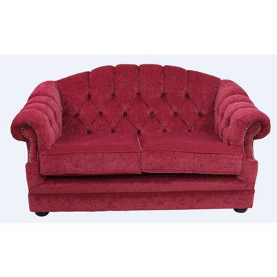 Chesterfield 2 Seater Pimlico Wine Fabric Sofa Bespoke In Victoria Style - image 1