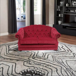 Chesterfield 2 Seater Pimlico Wine Fabric Sofa Bespoke In Victoria Style - thumbnail 2