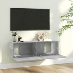 Berkfield Tv Cabinet Concrete Grey 100X30X30 Cm Engineered Wood - thumbnail 3