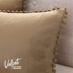 Deconovo 2 Pack Pom Pom Crushed Velvet Cushion Covers With Invisible Zipper 45 X 45 Cm Pure White - thumbnail 2