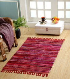 Second Nature Online Festival Recycled Cotton Blend Rag Rug In Varied Colourways Indoor And Outdoor Use / 90 Cm X 150 Cm / Red - thumbnail 1