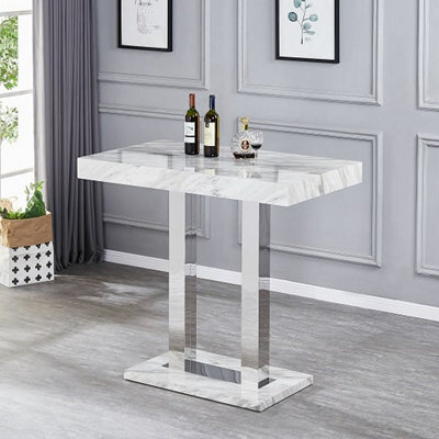 Furniture in Fashion Caprice High Gloss Bar Table In Magnesia Marble Effect - image 1