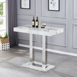 Furniture in Fashion Caprice High Gloss Bar Table In Magnesia Marble Effect - thumbnail 2