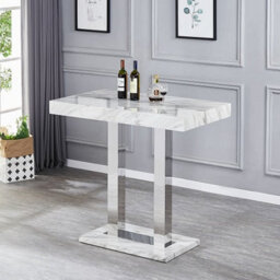 Furniture in Fashion Caprice High Gloss Bar Table In Magnesia Marble Effect - thumbnail 1