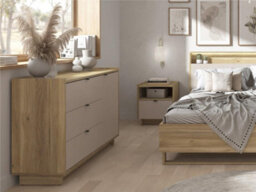 Impact Furniture Triple Wardrobe Cashmere Beige 3 Doors 2 Drawers Modern Bedroom Storage Oak Cabinet Premium Dalva - thumbnail 8