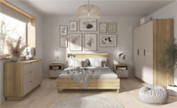 Impact Furniture Triple Wardrobe Cashmere Beige 3 Doors 2 Drawers Modern Bedroom Storage Oak Cabinet Premium Dalva - thumbnail 9