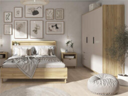 Impact Furniture Triple Wardrobe Cashmere Beige 3 Doors 2 Drawers Modern Bedroom Storage Oak Cabinet Premium Dalva - thumbnail 3