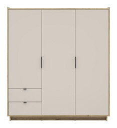 Impact Furniture Triple Wardrobe Cashmere Beige 3 Doors 2 Drawers Modern Bedroom Storage Oak Cabinet Premium Dalva - thumbnail 5