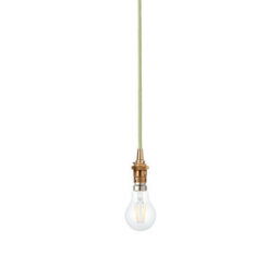 Luminosa Lighting Luminosa Eltham Slim Pendant Ceiling Light Brushed Aged Brass Plate, Green Flex, 1X B22 - thumbnail 5