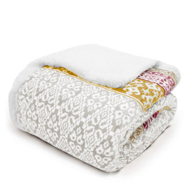 Velosso Textured Sherpa Throw Blanket With Tassled Edging For Sofa, Bed, Cosy Winter Essential, 130Cm X 180Cm - Grey