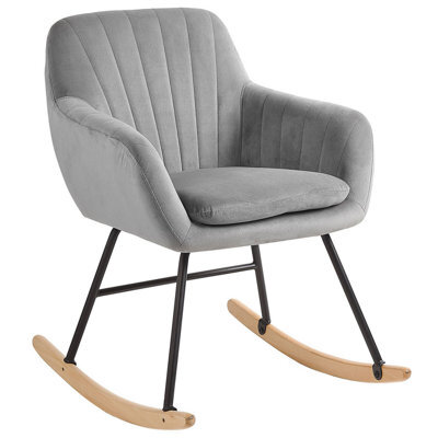Beliani Rocking Chair Liarum Velvet Grey - image 1