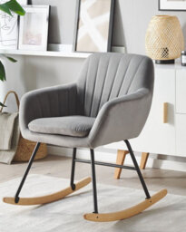 Beliani Rocking Chair Liarum Velvet Grey - thumbnail 2