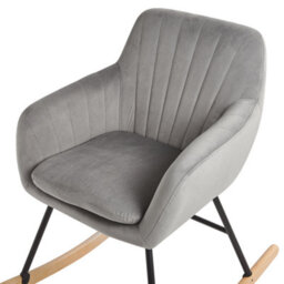 Beliani Rocking Chair Liarum Velvet Grey - thumbnail 6