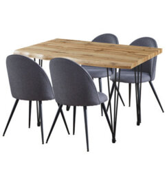 Hallowood Furniture Cullompton Large Dining Table 120Cm With 4 Grey Fabric Chairs - thumbnail 8