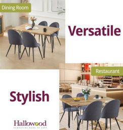 Hallowood Furniture Cullompton Large Dining Table 120Cm With 4 Grey Fabric Chairs - thumbnail 6