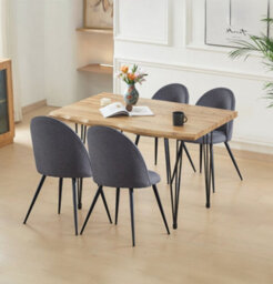 Hallowood Furniture Cullompton Large Dining Table 120Cm With 4 Grey Fabric Chairs - thumbnail 1