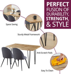 Hallowood Furniture Cullompton Large Dining Table 120Cm With 4 Grey Fabric Chairs - thumbnail 2