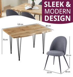 Hallowood Furniture Cullompton Large Dining Table 120Cm With 4 Grey Fabric Chairs - thumbnail 3