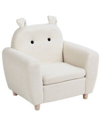Wyld And Coco Kids Armchair Off-White Fabric With Armrests, Hippo-Inspired Design, Compact (W61 X D44 X H59Cm) - thumbnail 3