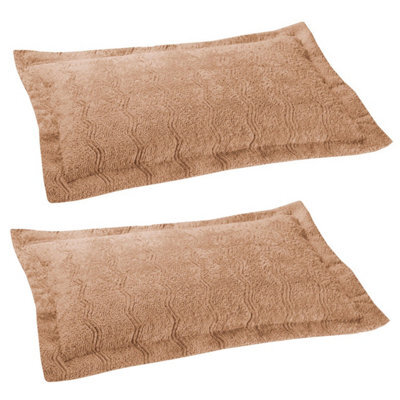 2 X Barley Candlewick Pillow Shams - Soft & Lightweight 100% Cotton Pillow Cover Cases With Wave Design - Measure W66 X D51Cm