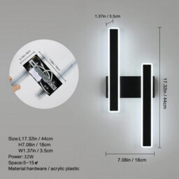 Pheashine Led Wall Light Indoor,32W Modern Indoor Wall Lights For Bedroom Living Room Corridor, Cold White Light 6500K - thumbnail 4