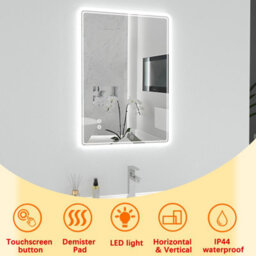 T&k Bathroom Led Mirror 80X60Cm, With Anti-Fog,3-Colours Dimmable, Touch Control&memory Function, Horizontal/vertical Installation - thumbnail 2