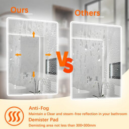 T&k Bathroom Led Mirror 80X60Cm, With Anti-Fog,3-Colours Dimmable, Touch Control&memory Function, Horizontal/vertical Installation - thumbnail 5