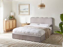 Beliani Ottoman Bed Chenille Nanterre 160 X 200 Cm (Eu King Size) Taupe - thumbnail 2