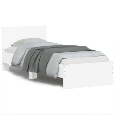 Berkfield Bed Frame With Headboard And Led Lights White 90X190 Cm Single - image 1