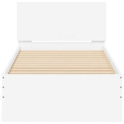 Berkfield Bed Frame With Headboard And Led Lights White 90X190 Cm Single - thumbnail 7