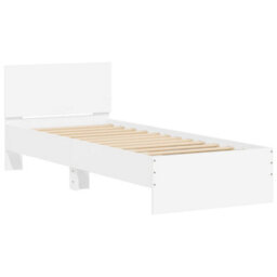 Berkfield Bed Frame With Headboard And Led Lights White 90X190 Cm Single - thumbnail 3