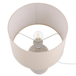 Beliani Beige Ceramic Bedside Lamp With Leaf Pattern Drum Shade, 57 Cm - thumbnail 4