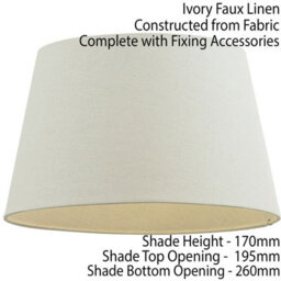 "10"" Inch Round Tapered Drum Lamp Shade Ivory Linen Fabric Cover Simple Elegant" - thumbnail 2
