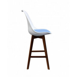 Fusion Living Soho White & Light Blue Plastic Bar Stool With Dark Wood Legs - thumbnail 5