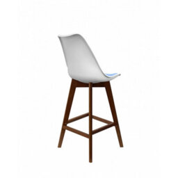 Fusion Living Soho White & Light Blue Plastic Bar Stool With Dark Wood Legs - thumbnail 4