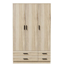 Urbn-Living Urbnliving 180Cm Height Oak 3 Door 4 Drawer Wardrobe Storage Shelf Modern Bedroom Furniture - thumbnail 6