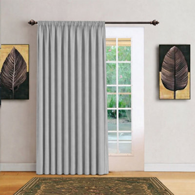 Bedlooms Light Grey Blackout Thermal Insulated Ready Made Pencil Pleat Single Curtain Panel 66 X 84 Inches With Tie Back - image 1