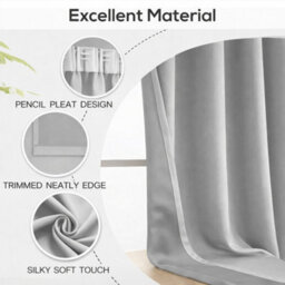 Bedlooms Light Grey Blackout Thermal Insulated Ready Made Pencil Pleat Single Curtain Panel 66 X 84 Inches With Tie Back - thumbnail 5