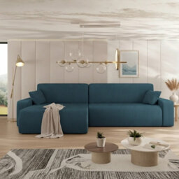 Piano L Maxi Ribbed Corduroy Corner Sofa Bed Universal Lr Poso Cord Fabric Has Storage Sleep Function Blue - thumbnail 1