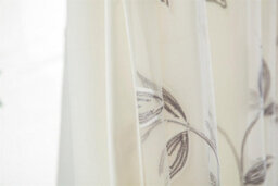 Luxury Living Leaf Embroidered Tulle Voile Curtains Ring Top Silver - thumbnail 3
