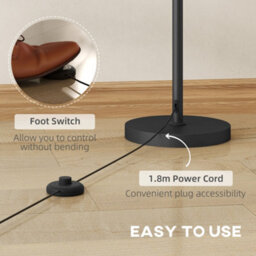 Wyld Haus Tora 165Cm Three-Light Floor Lamp Gold Tone Metal With White Linen Shades And Foot Switch E27 - thumbnail 6