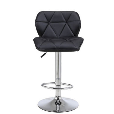 Neel Blue Swivel Bar Stool, Adjustable Height Faux Leather Breakfast Modern Chair, Black - image 1