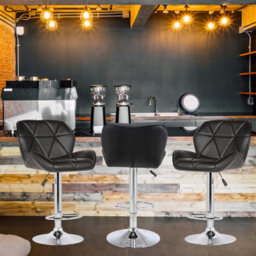 Neel Blue Swivel Bar Stool, Adjustable Height Faux Leather Breakfast Modern Chair, Black - thumbnail 5