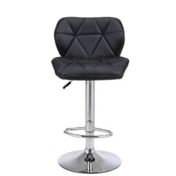 Neel Blue Swivel Bar Stool, Adjustable Height Faux Leather Breakfast Modern Chair, Black
