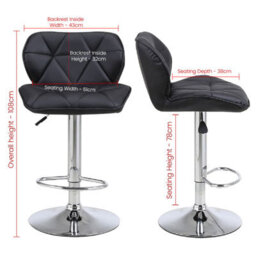 Neel Blue Swivel Bar Stool, Adjustable Height Faux Leather Breakfast Modern Chair, Black - thumbnail 2