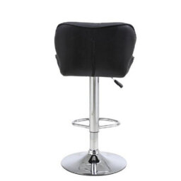 Neel Blue Swivel Bar Stool, Adjustable Height Faux Leather Breakfast Modern Chair, Black - thumbnail 3