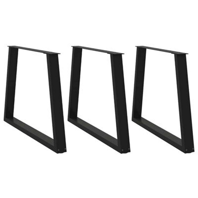 Walplus Dining Table Legs V-Shape 3 Pcs Black 90X(72-73.3) Cm Steel - image 1