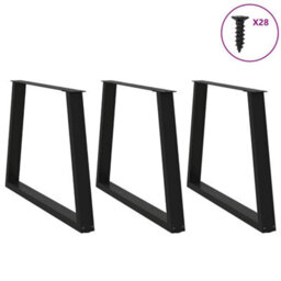 Walplus Dining Table Legs V-Shape 3 Pcs Black 90X(72-73.3) Cm Steel - thumbnail 3
